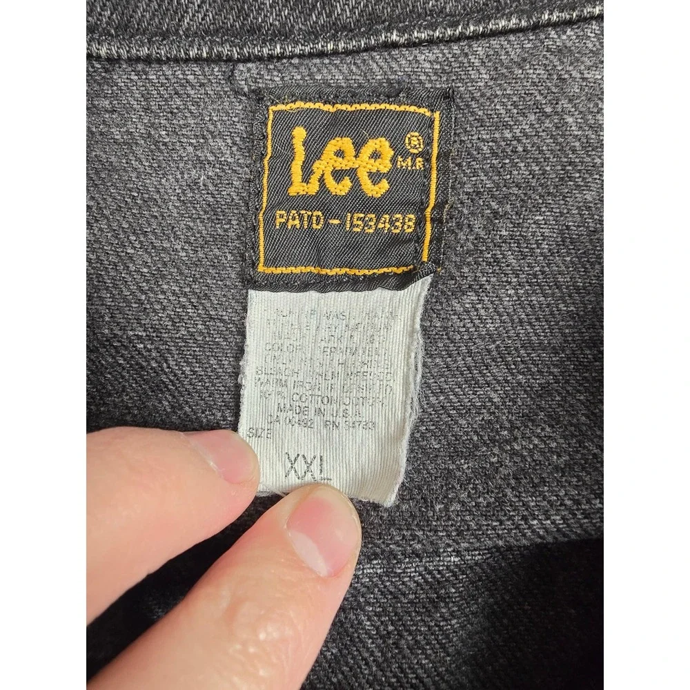 Vintage Lee Riders Denim Jacket Men XXL Black Painted Wolf Wagon Western 70s 80s